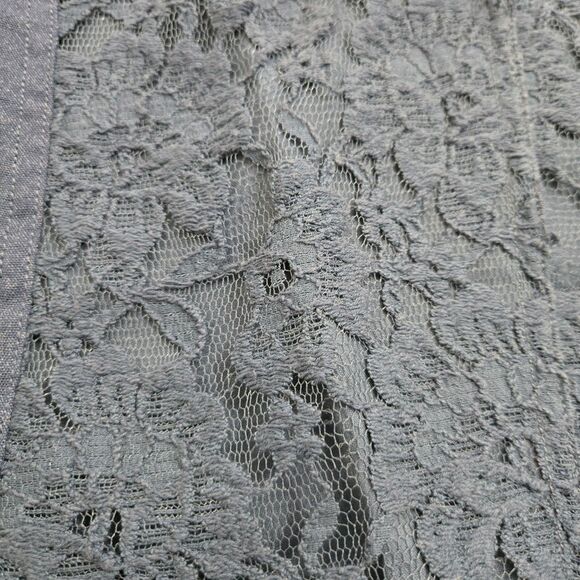 Chico's Women 1 US M Dark Blue Silver Zip Lace Moto Notched Collared Open Blazer - Picture 5 of 12